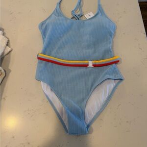 Cupshe Light Blue One Piece Swimsuit with Colorful Belt